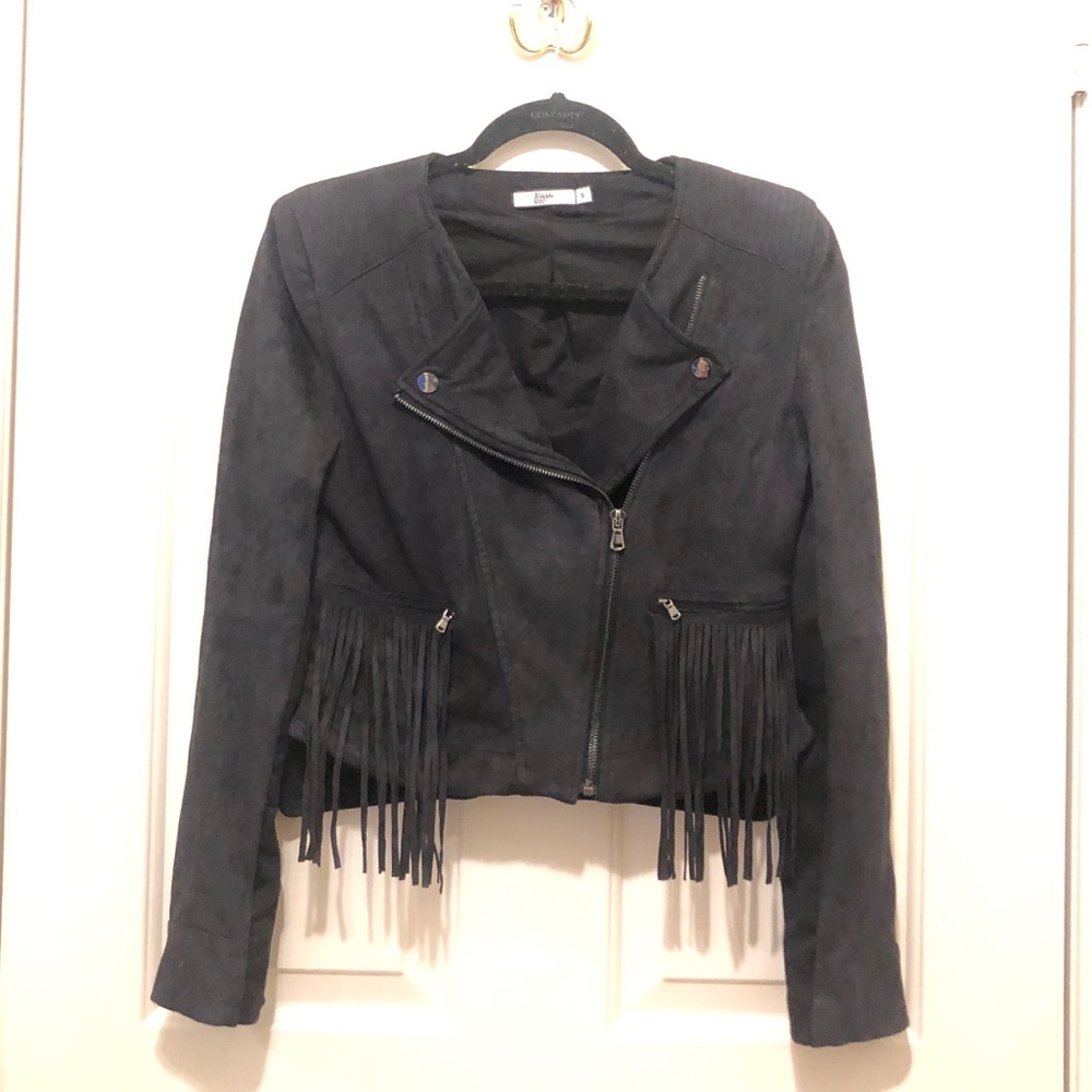 Black Suede Jacket with Fringe